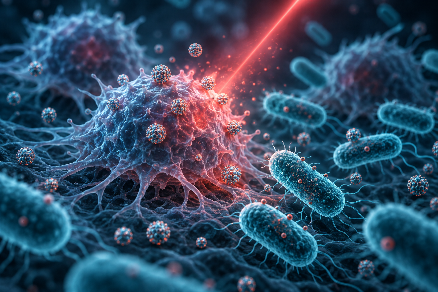 Illustrative cancer cells and bacterial models